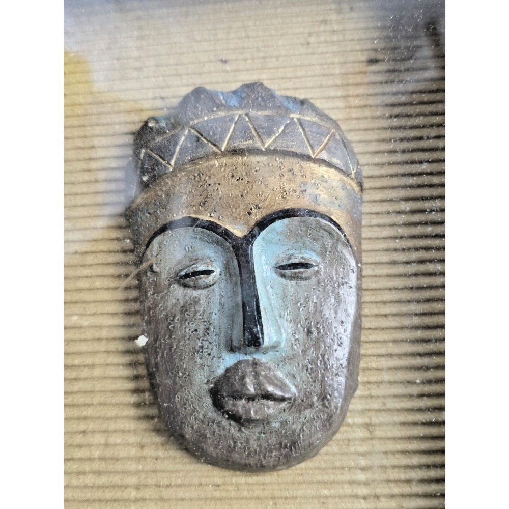 VTG Framed African-Style Tribal Mask Wall Art – Decorative Wall Hanging 11.5" - Picture 10 of 10